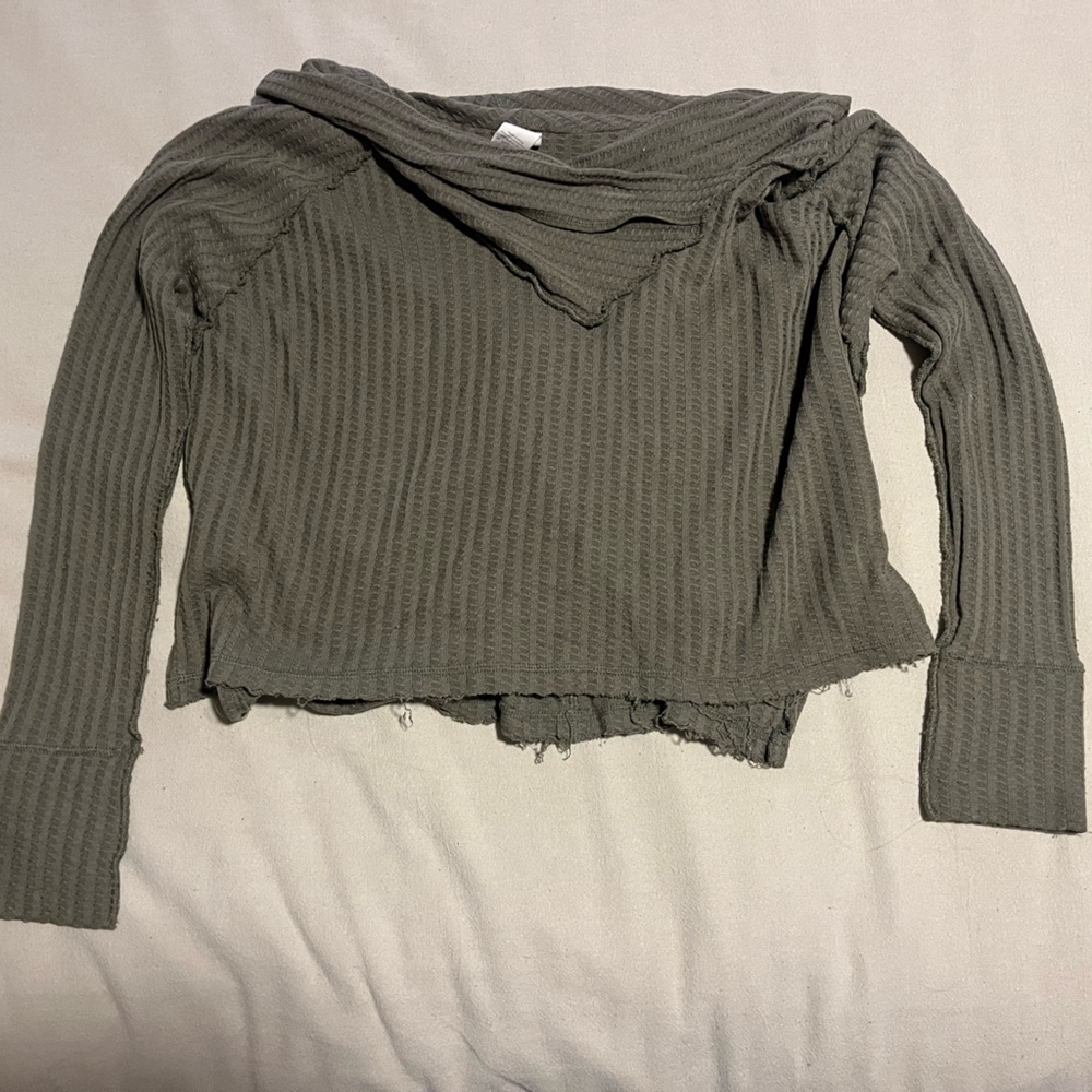 Free People Olive Long Sleeve Top